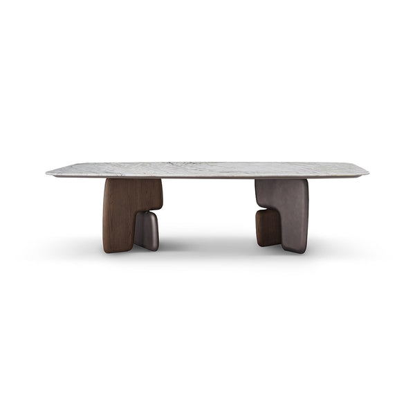 Clavène Fendi Snow White Marble Dining Table with Sculpted Base, Maison Debrah, , ,