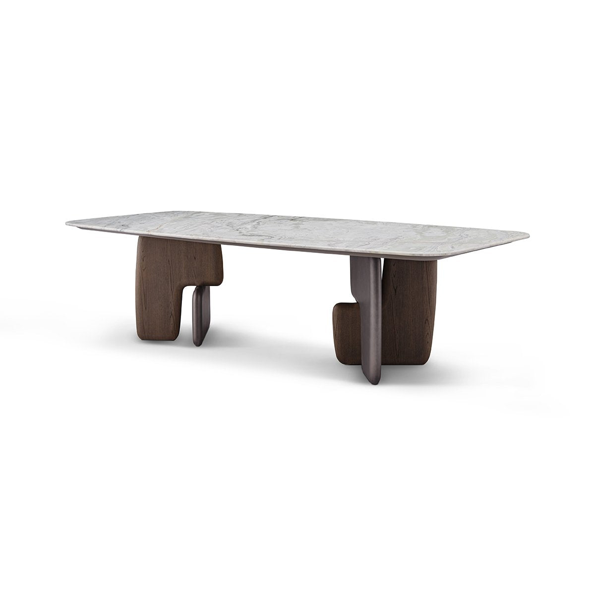 Clavène Fendi Snow White Marble Dining Table with Sculpted Base, Maison Debrah, , ,