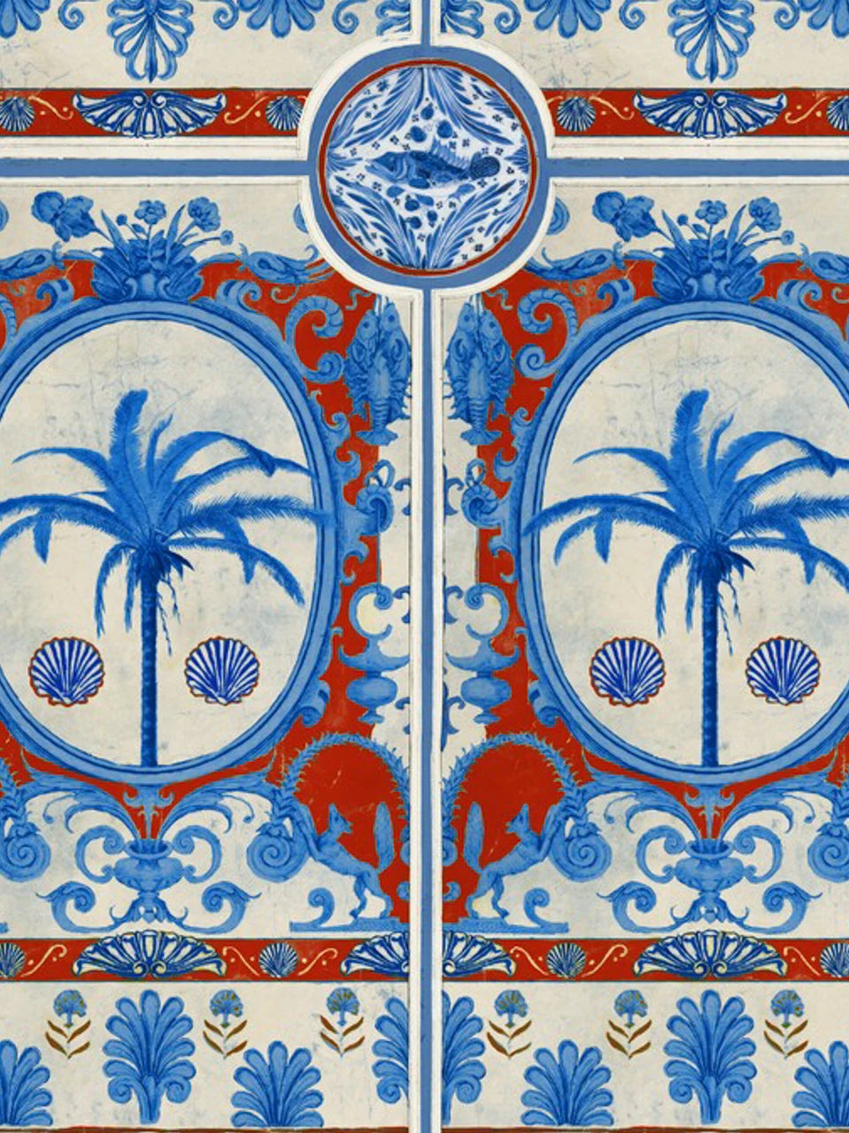 The Villa Wallpaper Mural, Cocolea Natty & Polly, Red, Mural (156 × 300 cm),