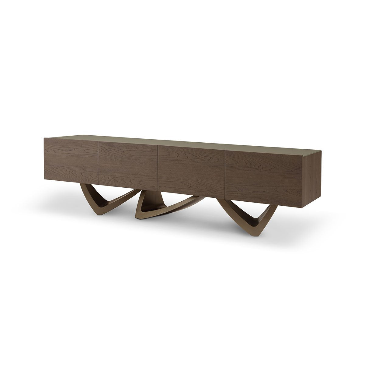 Oryel Light Grey Elm TV Unit with Dark Glass Top and Brass Legs, Maison Debrah, , ,