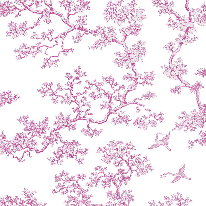 The Cranes wallpaper in Magenta by Natty & Polly, full pattern view