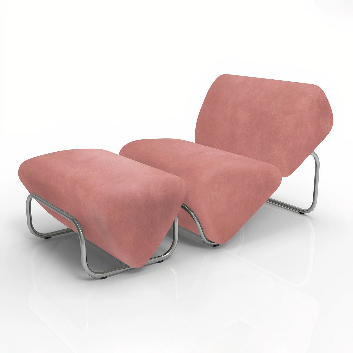 Trend Foot Stool with Theodora, Cocolea, Blossom, Chrome,