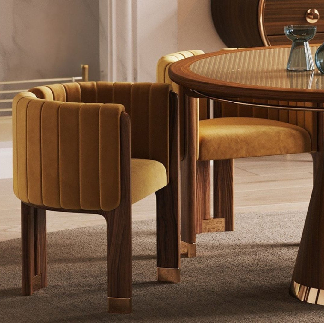 Katarina Dining Chair — Velvet Upholstered Solid Wood, Cocolea, , ,