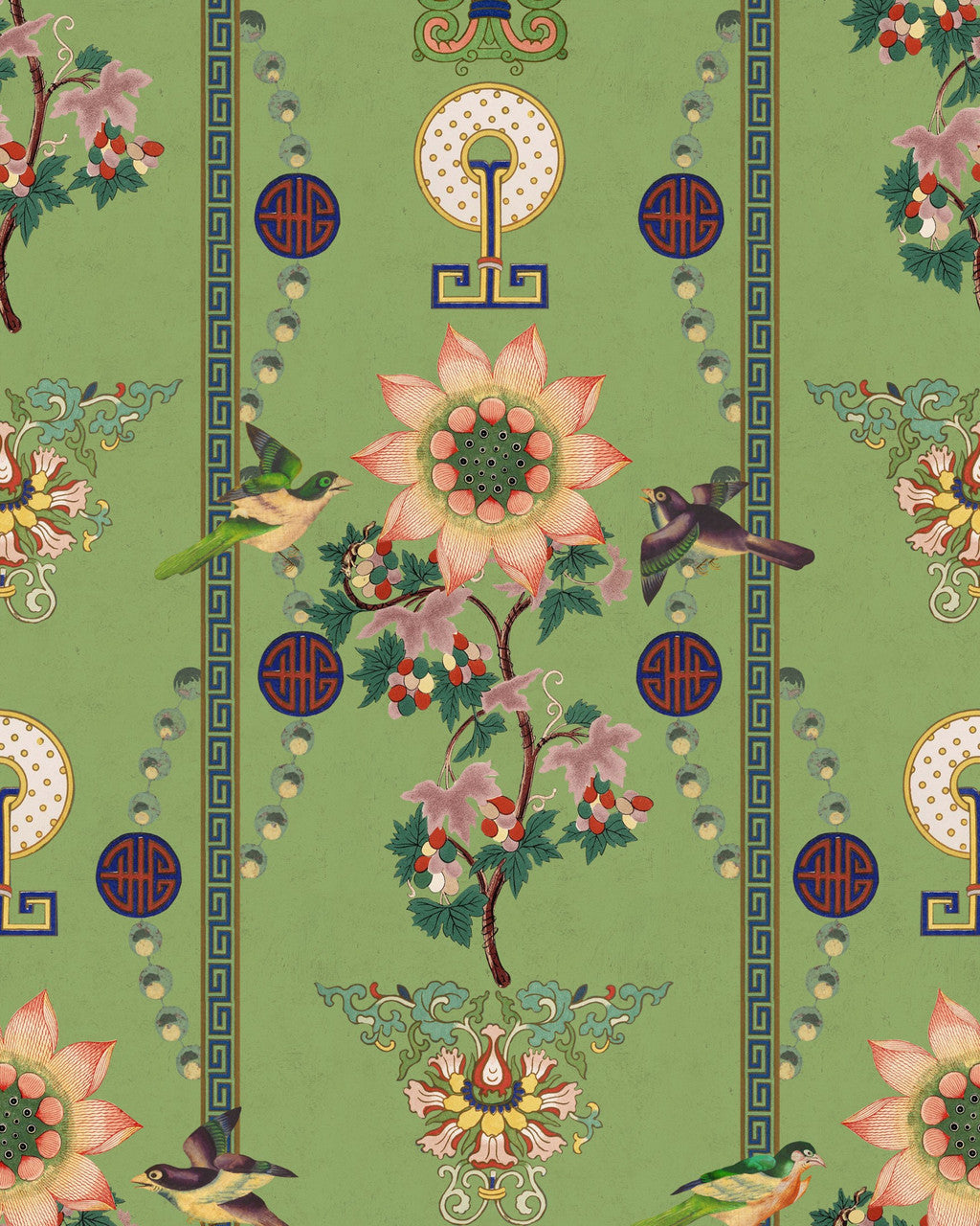 Lin Yuan Wallpaper, Cocolea Natty & Polly, Green, Per roll (52 cm × 9 m),