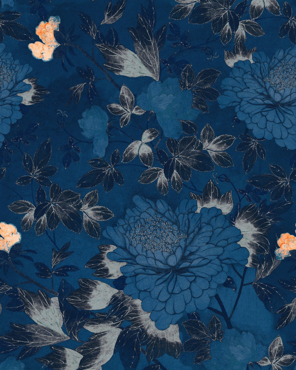 The Cantonese Garden Wallpaper in Blue, Cocolea Natty & Polly, Blue, Roll (9 m × 52 cm),
