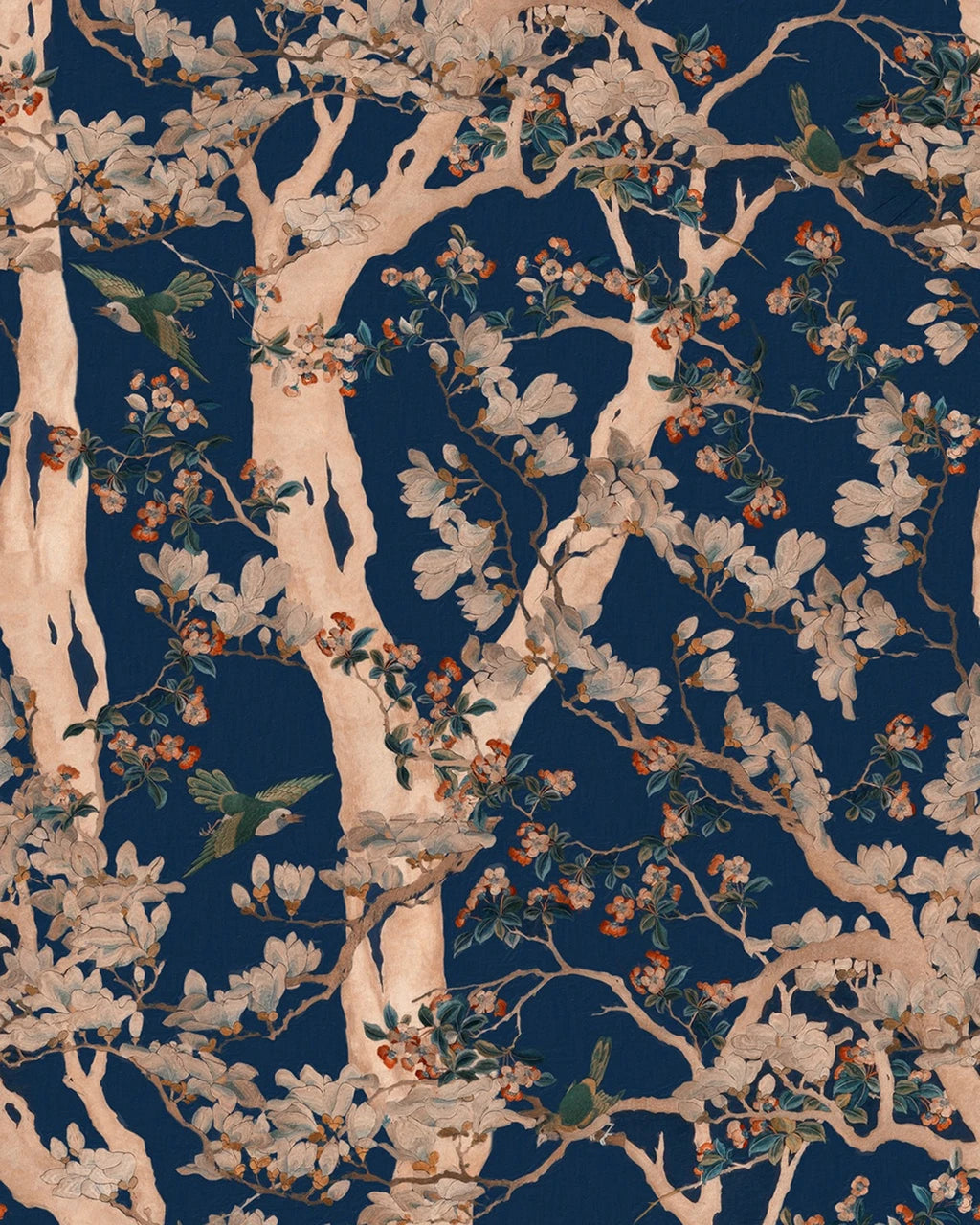 The Sacred Tree Wallpaper in Blue & Taupe, Cocolea Natty & Polly, , ,