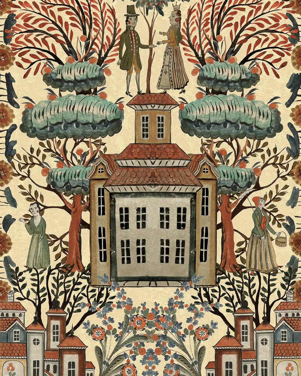 Tales of Tyrol Wallpaper, Cocolea Natty & Polly, Taupe / Multi, Per roll (52 cm × 9 m),