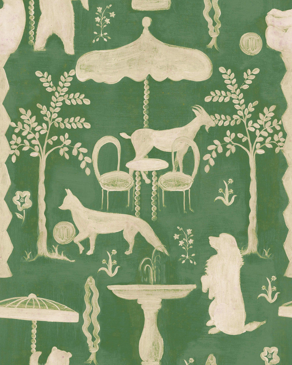 The Hidden Realm Wallpaper, Cocolea Natty & Polly, Emerald Green, Per roll (52 cm × 10 m),
