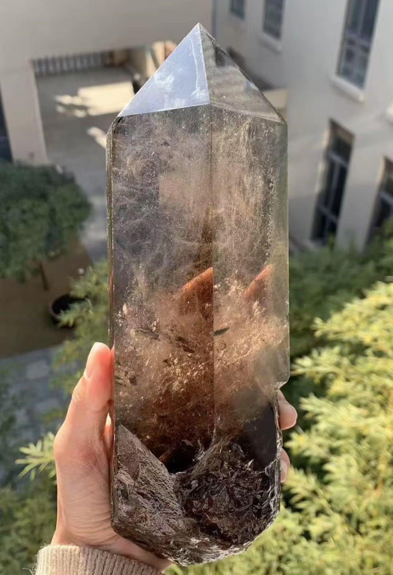 Andara Smokey Quartz Duo Adjustable Pendant —Brushed Brass, Cocolea, , ,