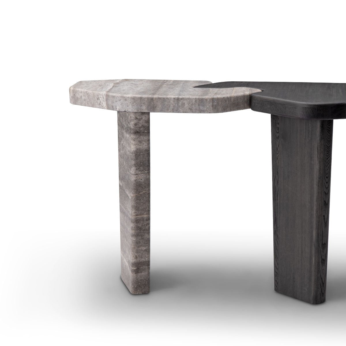 Maison Debrah Varlen console table, dark elm and travertine — view 3