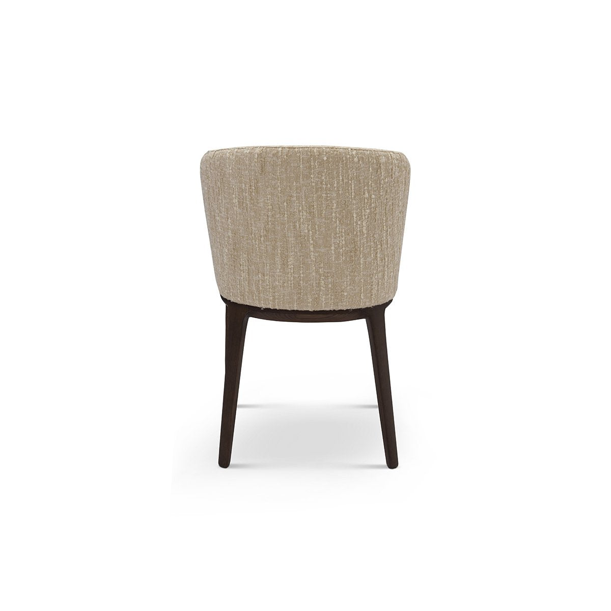 Maison Debrah Lorien dining chair in oatmeal bouclé with barrel back and dark wood legs — view 4