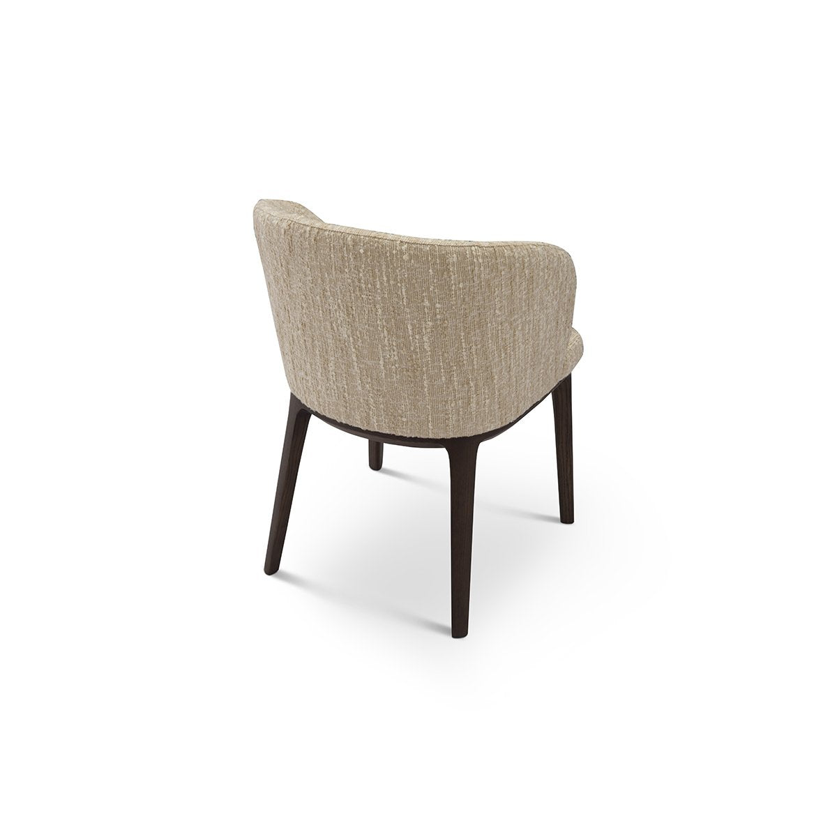 Maison Debrah Lorien dining chair in oatmeal bouclé with barrel back and dark wood legs — view 5