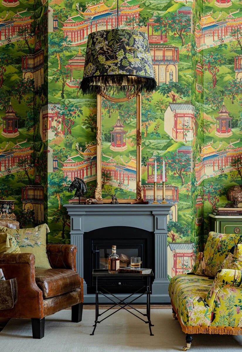 Yuyuan Wallpaper in Green, Cocolea Natty & Polly, , ,