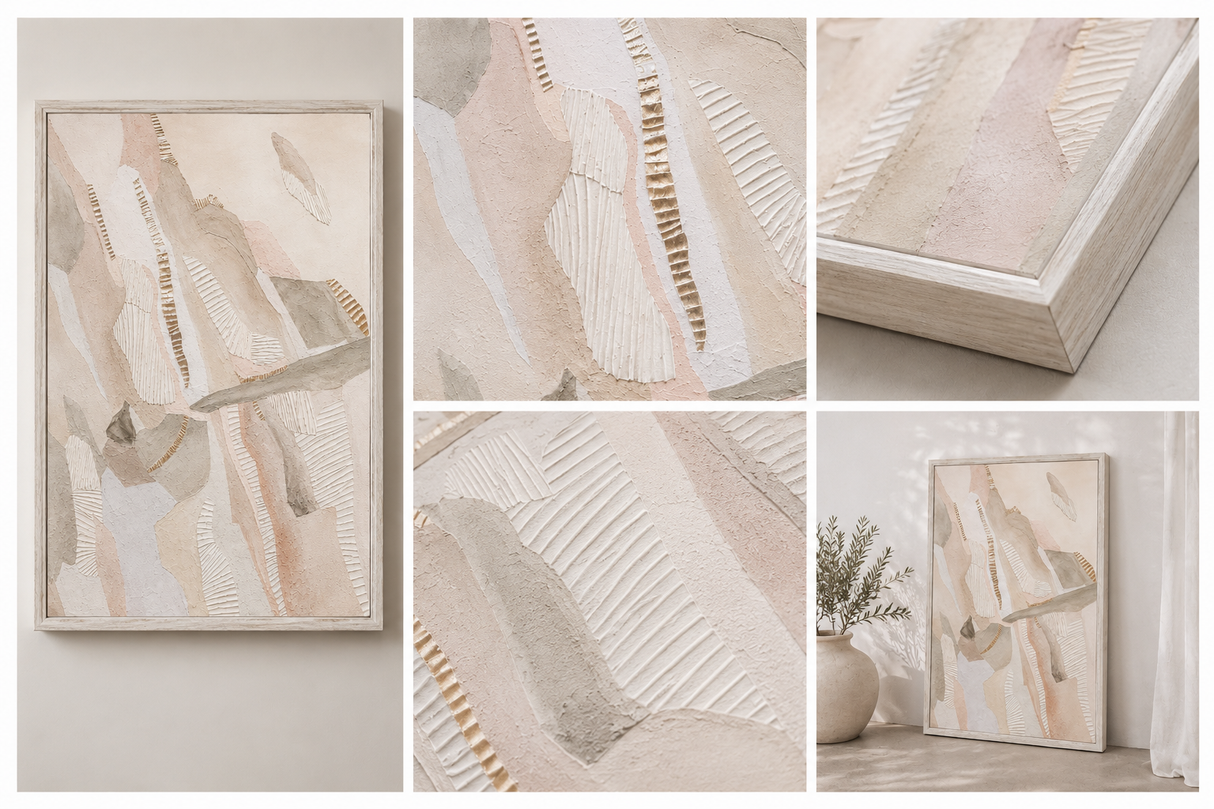 Whispered Terrain I | Luxury Textured Abstract Wall Art | Handcrafted 3D Acrylic Neutral Canvas