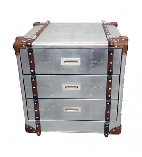 Aviator Aluminium Bedside Table with Drawers, Cocolea, , ,