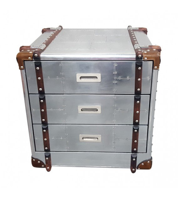 Aviator Aluminium Bedside Table with Drawers, Cocolea, , ,