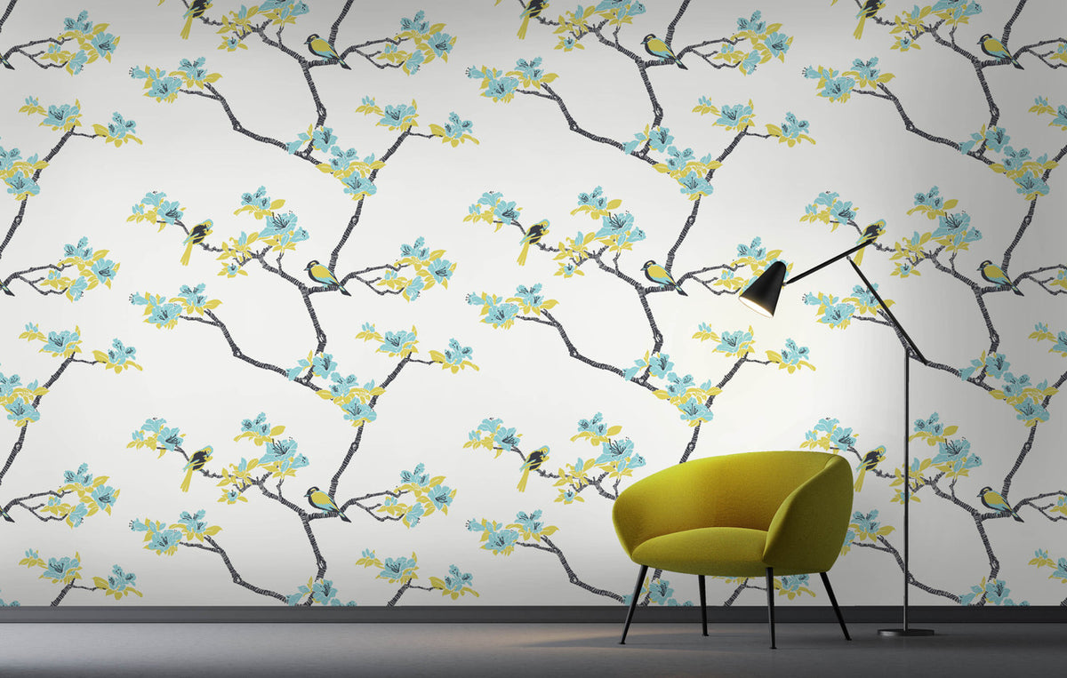 Azalea wallpaper in Waterfront by Natty & Polly, styled in an interior