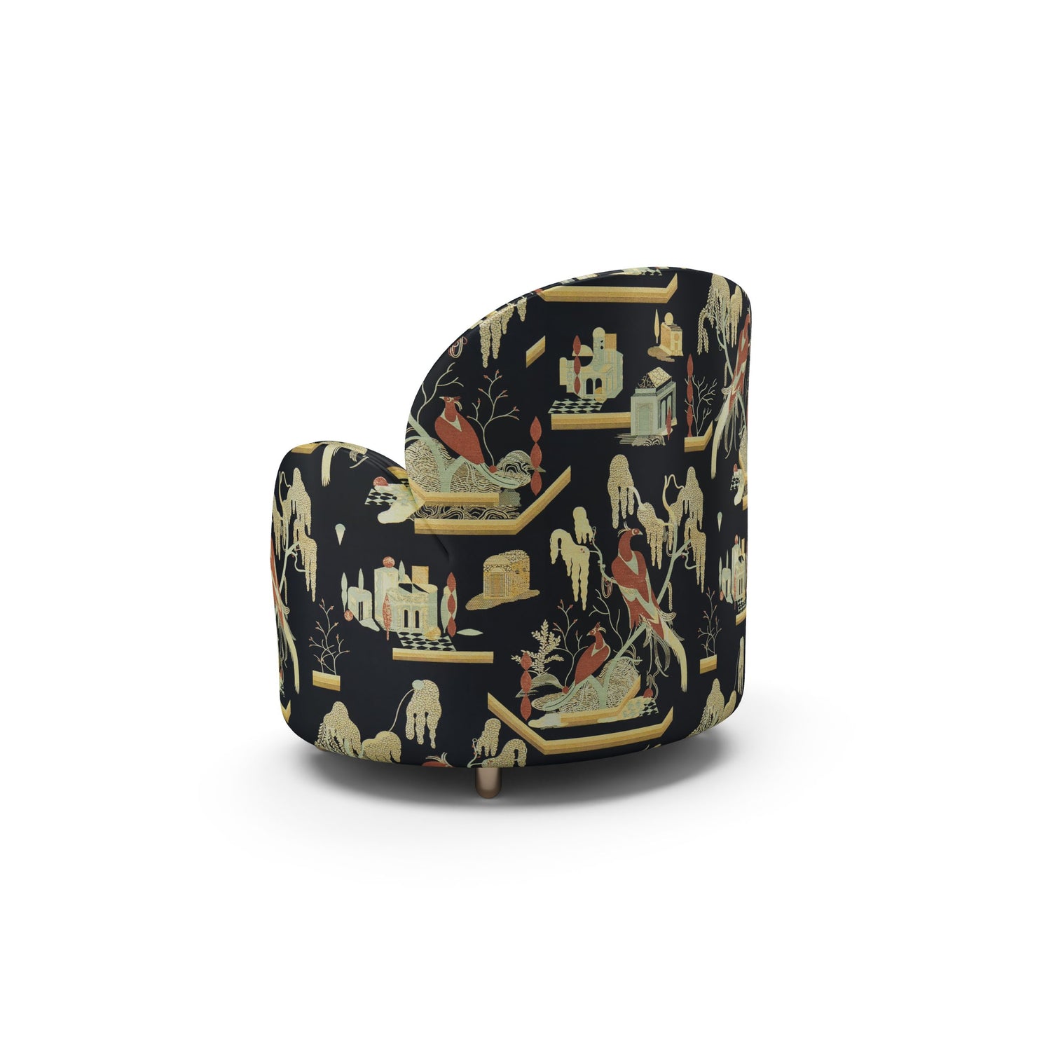 Strings Armchair - Plush Black-Beige Jacquard Fabric, Cocolea, , ,