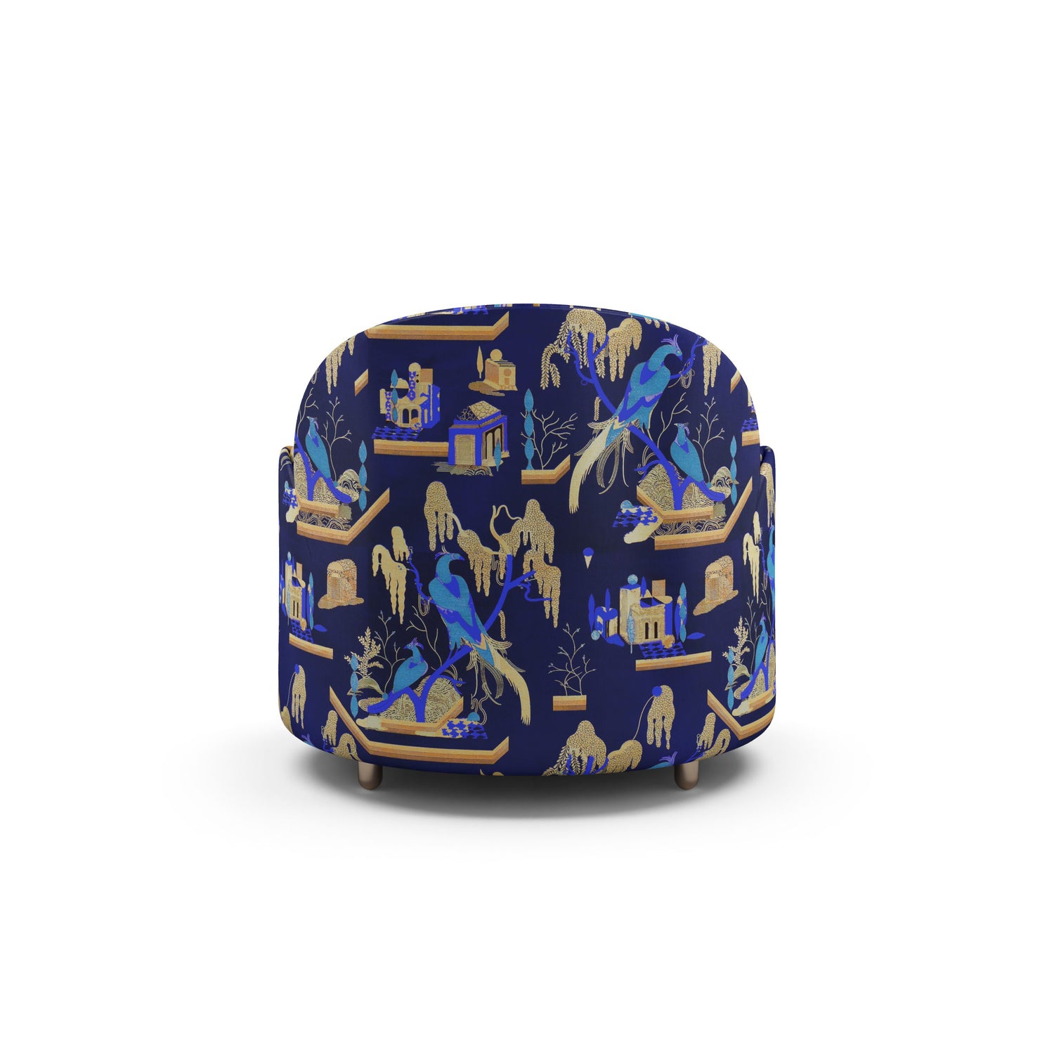Strings Armchair - Plush Blue Jacquard Fabric, Cocolea, , ,