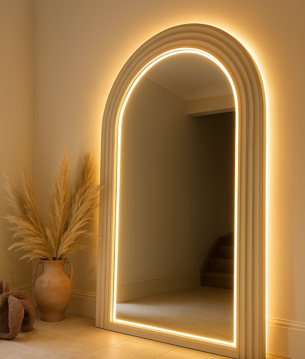Monaco Arched Travertine Mirror - optional LED lighting, Cocolea, , ,