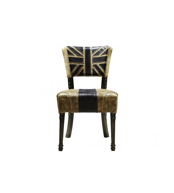 Vintage Leather Union Jack Dining Chair, Cocolea, , ,