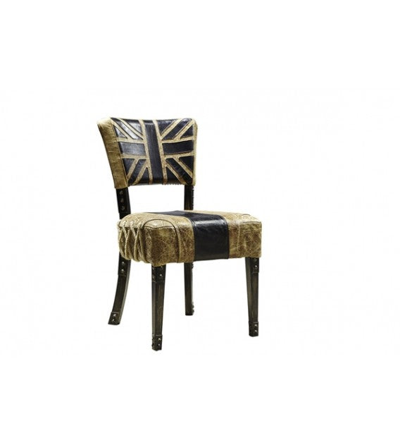 Vintage Leather Union Jack Dining Chair, Cocolea, , ,