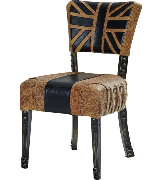 Vintage Leather Union Jack Dining Chair, Cocolea, , ,