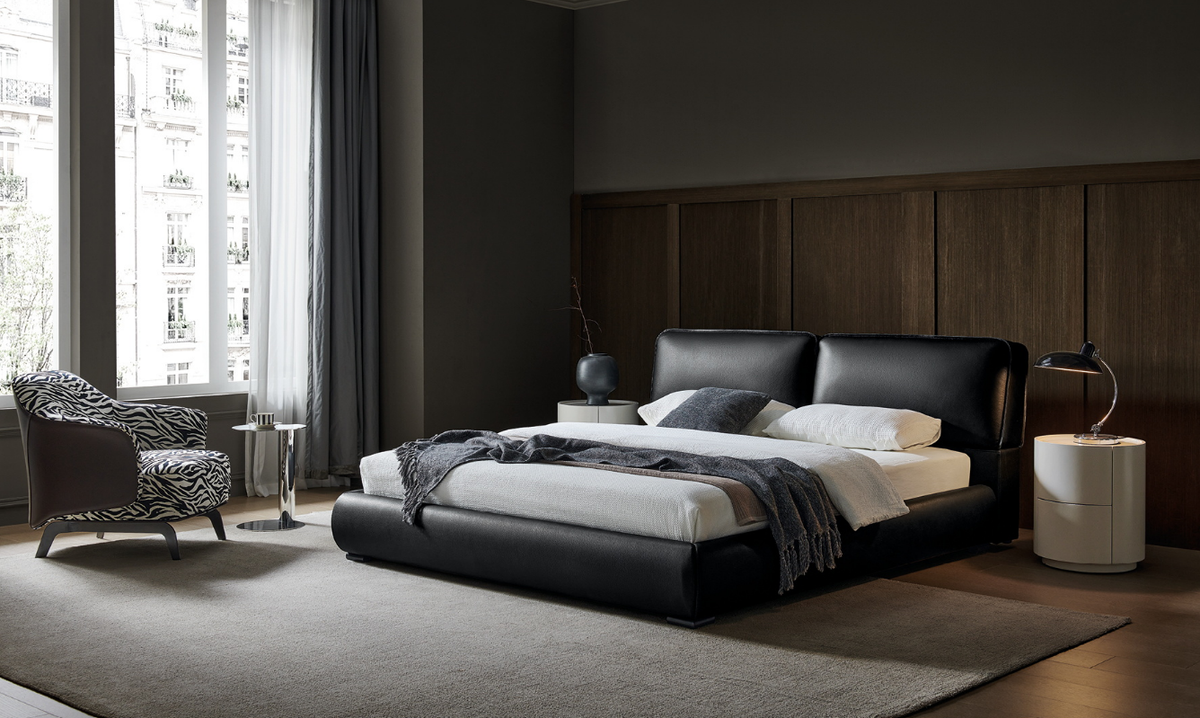 Tribeca Black Leather Bed, Cocolea, , ,