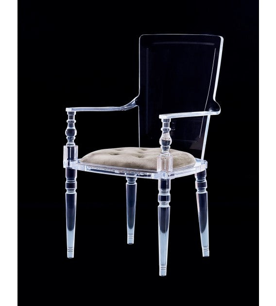 Laurence Lucite Acrylic Dining Chair with Chesterfiled Cushion - CUSTOMISE, Cocolea, , ,