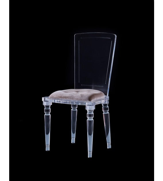 Abbey Lucite Acrylic Armless Dining Chair with Chesterfield Cushion - CUSTOMISE, Cocolea, , ,