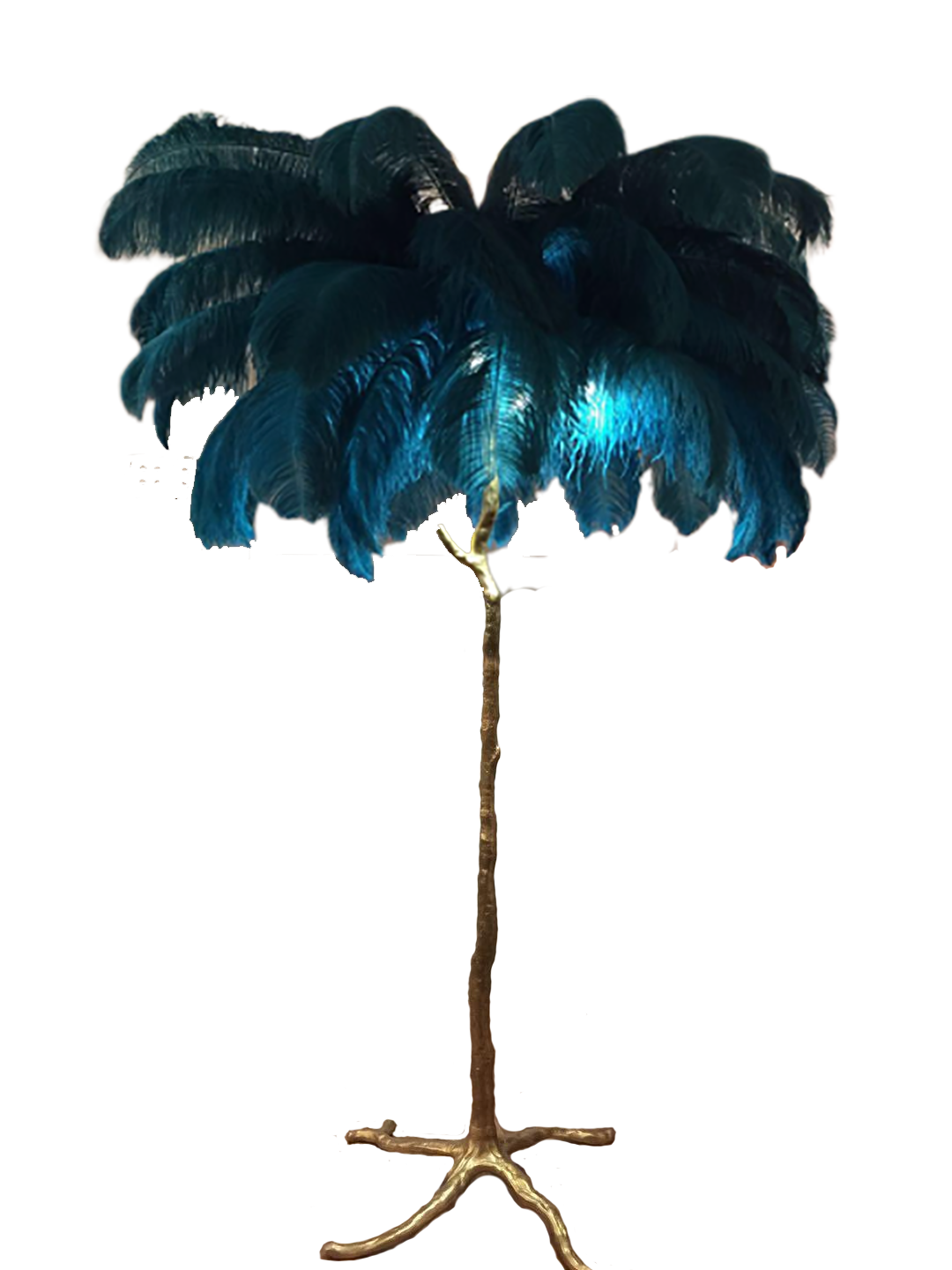 Ostro Genuine Ostrich Feather Brass Floor Lamp, Cocolea, , ,