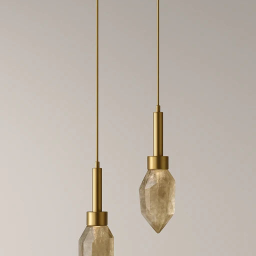 Andara Smokey Quartz Duo Adjustable Pendant —Brushed Brass, Cocolea, , ,