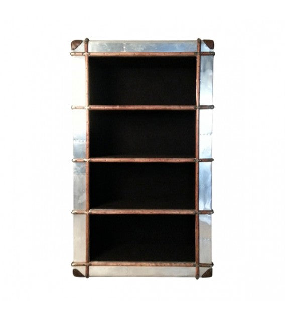 Turbojet Brass, Wood and Canvas Bookshelf, Cocolea, , ,