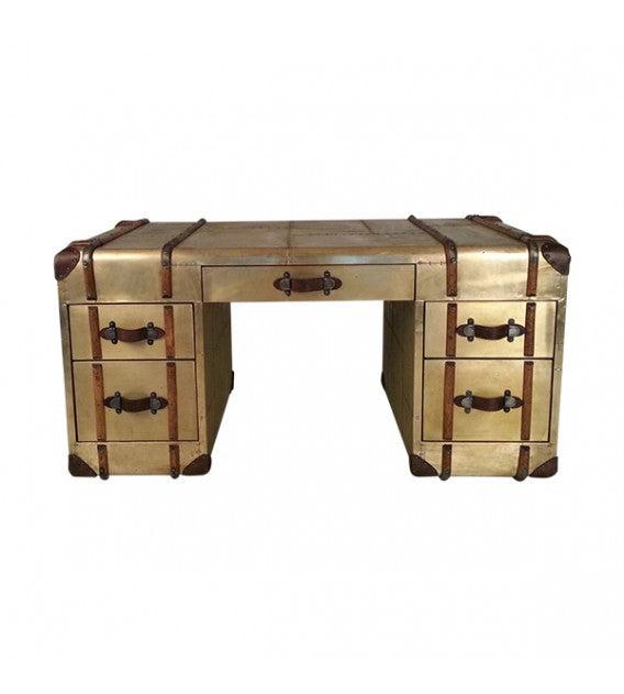 Turbojet Brass and Wood Desk, Cocolea, , ,