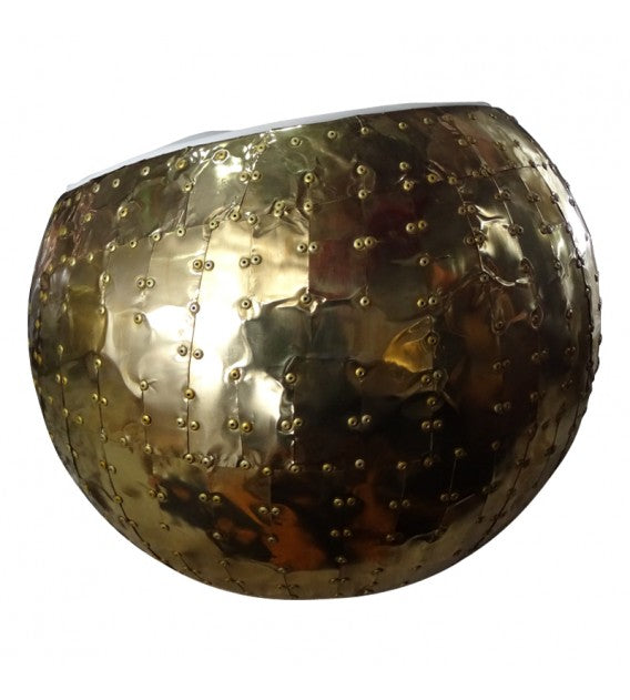 Belle X-1 Polished Brass and White Leather Aviator Spitfire Small Cocoon Stool, Cocolea, , ,