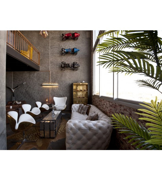 Admiral White Leather and Polished Brass Egg Chair, Cocolea, , ,