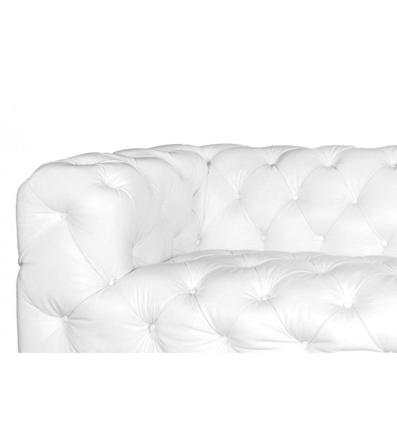 Regal Aviator Spitfire Polished Brass and White Leather Chesterfield Lounge - 3 seat, Cocolea, , ,