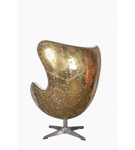 Admiral White Leather and Polished Brass Egg Chair, Cocolea, , ,