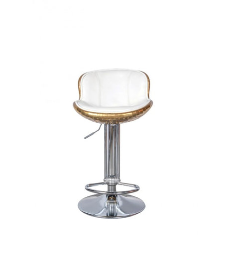 The Baron X2 Polished Brass and White Leather Bar Stool, Cocolea, , ,