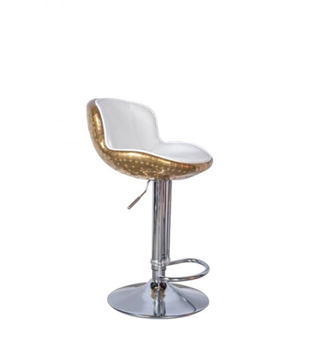 The Baron X2 Polished Brass and White Leather Bar Stool, Cocolea, , ,