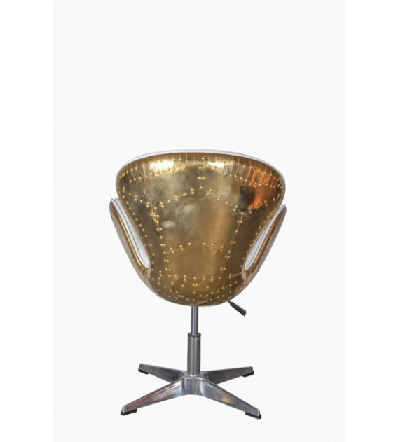 Gauntlet Polished Brass and White Leather Swan Chair, Cocolea, , ,