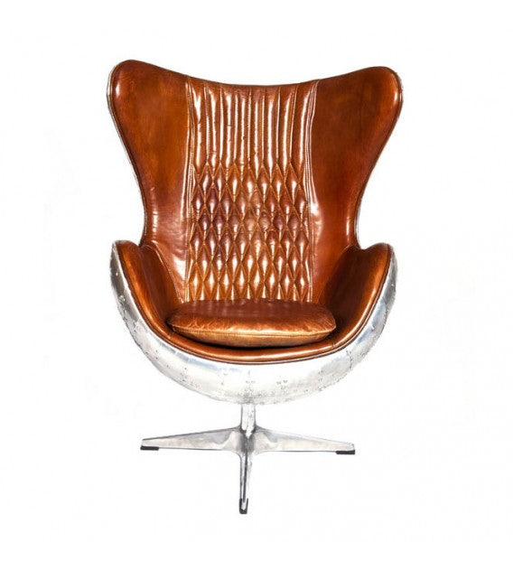 Admiral Brown Leather and Aluminium Egg Chair, Cocolea, , ,