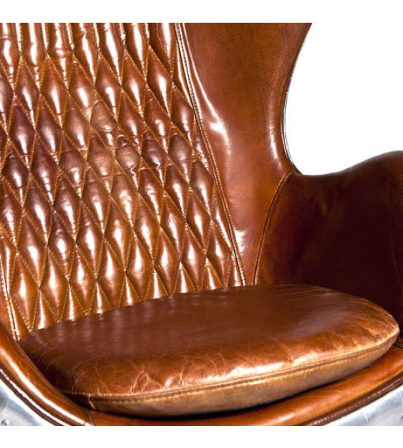 Admiral Brown Leather and Aluminium Egg Chair, Cocolea, , ,