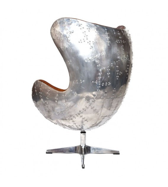 Admiral Brown Leather and Aluminium Egg Chair, Cocolea, , ,