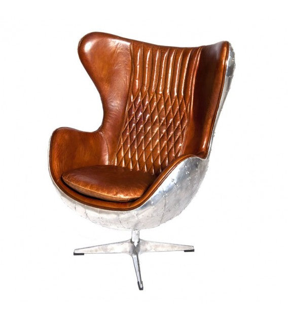 Admiral Brown Leather and Aluminium Egg Chair, Cocolea, , ,