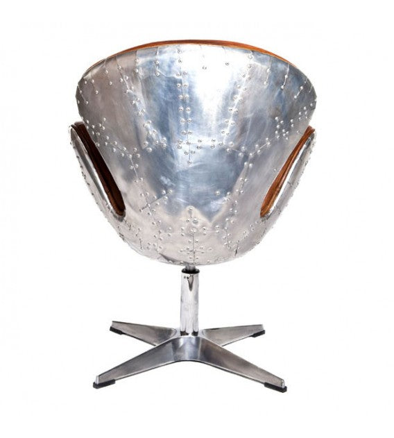 Gauntlet Aluminium and Brown Leather Swan Chair, Cocolea, , ,