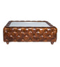 Regal Aluminium and Brown Chesterfield Leather Coffee Table, Cocolea, , ,