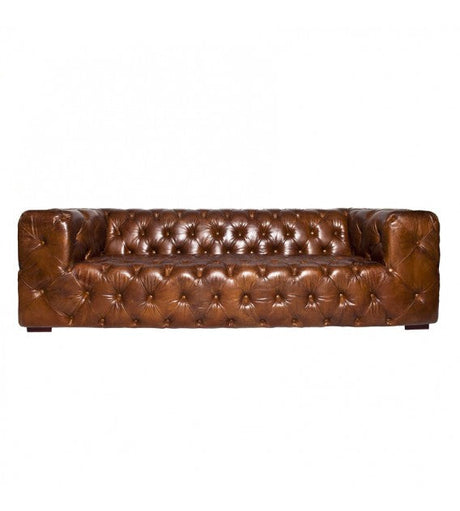 Regal Aviator Spitfire Aluminium and Brown Chesterfield Lounge - 3 seat, Cocolea, , ,
