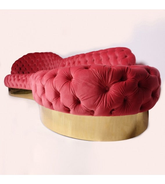 Billionaire Curved Peach Velvet Chesterfield Lounge, Cocolea, , ,