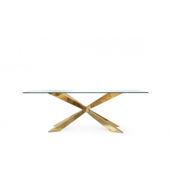 Spyder Glass Top and Brass Dining Table, Cocolea, , ,